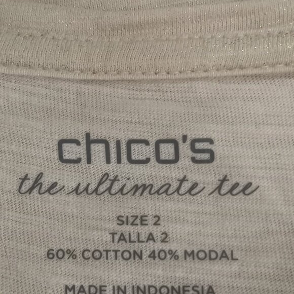 Chico's The Ultimate Tee Tan Metallic Scoop Neck Sleeveless Womens 2 L 12 - Picture 5 of 5